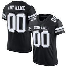 Load image into Gallery viewer, Custom Black White-Gray Mesh Authentic Football Jersey