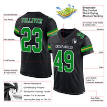 Load image into Gallery viewer, Custom Black Grass Green-Old Gold Mesh Authentic Football Jersey