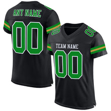 Load image into Gallery viewer, Custom Black Grass Green-Old Gold Mesh Authentic Football Jersey