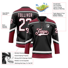 Load image into Gallery viewer, Custom Black White-Crimson Hockey Lace Neck Jersey