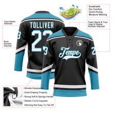 Load image into Gallery viewer, Custom Black White-Panther Blue Hockey Lace Neck Jersey