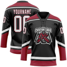 Load image into Gallery viewer, Custom Black White-Cardinal Hockey Lace Neck Jersey