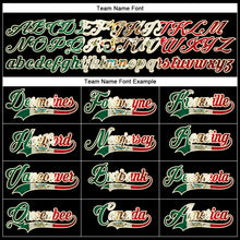 Load image into Gallery viewer, Custom Black Vintage Mexican Flag Cream Kelly Green-Red Hockey Lace Neck Jersey
