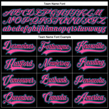 Load image into Gallery viewer, Custom Black Pink-Sky Blue Hockey Lace Neck Jersey