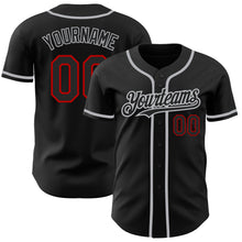 Load image into Gallery viewer, Custom Black Red-Gray Authentic Baseball Jersey