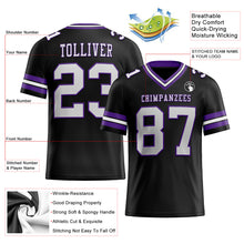 Load image into Gallery viewer, Custom Black White-Purple Authentic Football Jersey