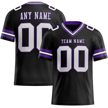Load image into Gallery viewer, Custom Black White-Purple Authentic Football Jersey