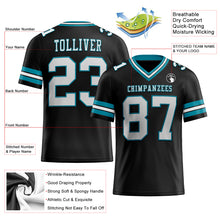 Load image into Gallery viewer, Custom Black White-Teal Authentic Football Jersey