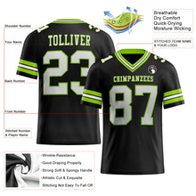 Load image into Gallery viewer, Custom Black White-Neon Green Authentic Football Jersey