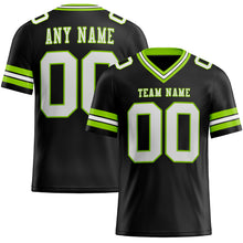 Load image into Gallery viewer, Custom Black White-Neon Green Authentic Football Jersey