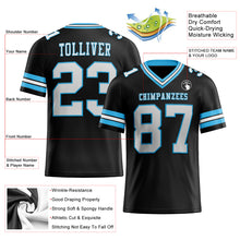 Load image into Gallery viewer, Custom Black White-Sky Blue Authentic Football Jersey