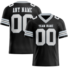 Load image into Gallery viewer, Custom Black White-Silver Authentic Football Jersey