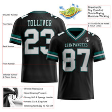 Load image into Gallery viewer, Custom Black White Gray-Midnight Green Authentic Football Jersey