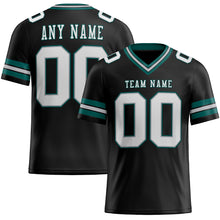 Load image into Gallery viewer, Custom Black White Gray-Midnight Green Authentic Football Jersey