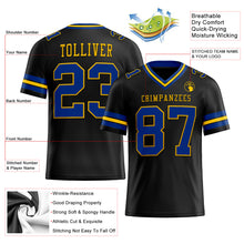 Load image into Gallery viewer, Custom Black Royal-Yellow Authentic Football Jersey