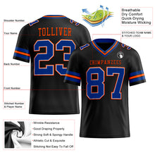Load image into Gallery viewer, Custom Black Royal-Orange Authentic Football Jersey