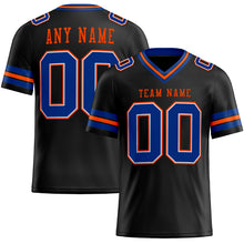 Load image into Gallery viewer, Custom Black Royal-Orange Authentic Football Jersey