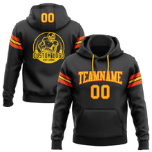 Load image into Gallery viewer, Custom Stitched Black Yellow-Orange Football Pullover Sweatshirt Hoodie