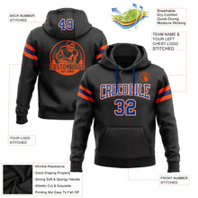 Load image into Gallery viewer, Custom Stitched Black Royal-Orange Football Pullover Sweatshirt Hoodie