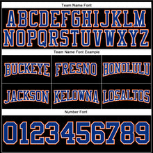 Load image into Gallery viewer, Custom Stitched Black Royal-Orange Football Pullover Sweatshirt Hoodie