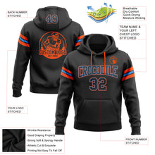 Load image into Gallery viewer, Custom Stitched Black Powder Blue-Orange Football Pullover Sweatshirt Hoodie