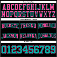 Load image into Gallery viewer, Custom Stitched Black Aqua-Pink Football Pullover Sweatshirt Hoodie