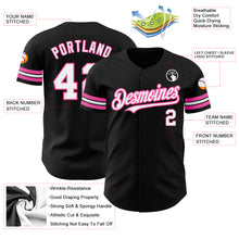 Load image into Gallery viewer, Custom Black White-Pink Authentic Baseball Jersey