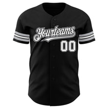Load image into Gallery viewer, Custom Black White-Gray Authentic Baseball Jersey