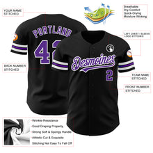 Load image into Gallery viewer, Custom Black Purple=White Authentic Baseball Jersey