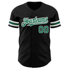 Load image into Gallery viewer, Custom Black Kelly Green=White Authentic Baseball Jersey
