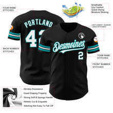 Load image into Gallery viewer, Custom Black White-Teal Authentic Baseball Jersey