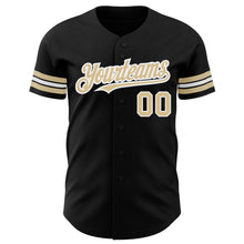 Load image into Gallery viewer, Custom Black Vegas Gold-White Authentic Baseball Jersey
