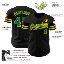 Load image into Gallery viewer, Custom Black Kelly Green-Yellow Authentic Baseball Jersey