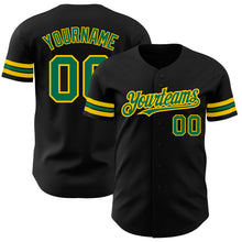 Load image into Gallery viewer, Custom Black Kelly Green-Yellow Authentic Baseball Jersey