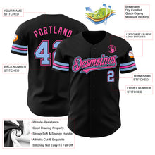 Load image into Gallery viewer, Custom Black Light Blue-Pink Authentic Baseball Jersey