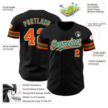 Load image into Gallery viewer, Custom Black Orange-Kelly Green Authentic Baseball Jersey