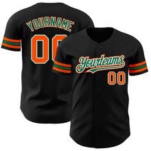Load image into Gallery viewer, Custom Black Orange-Kelly Green Authentic Baseball Jersey