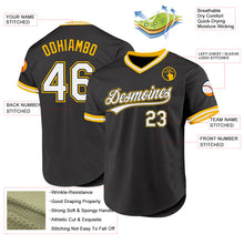 Load image into Gallery viewer, Custom Black White-Gold Authentic Throwback Baseball Jersey
