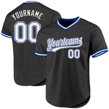 Load image into Gallery viewer, Custom Black White-Royal Authentic Throwback Baseball Jersey