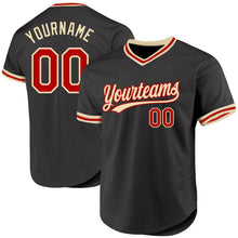 Load image into Gallery viewer, Custom Black Red-Cream Authentic Throwback Baseball Jersey