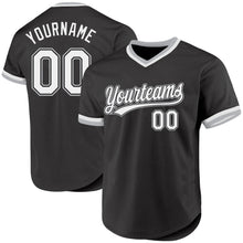 Load image into Gallery viewer, Custom Black White-Gray Authentic Throwback Baseball Jersey