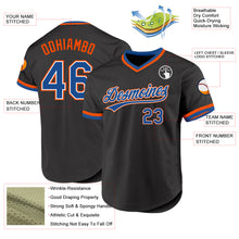 Load image into Gallery viewer, Custom Black Blue-Orange Authentic Throwback Baseball Jersey
