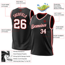 Load image into Gallery viewer, Custom Black White-Red Authentic Throwback Basketball Jersey