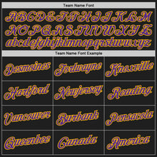Load image into Gallery viewer, Custom Black Purple-Gold Authentic Throwback Basketball Jersey