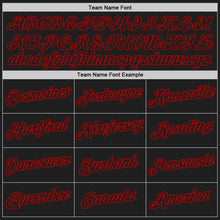 Load image into Gallery viewer, Custom Black Red Authentic Throwback Basketball Jersey