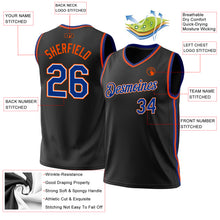 Load image into Gallery viewer, Custom Black Royal-Orange Authentic Throwback Basketball Jersey