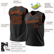 Load image into Gallery viewer, Custom Black Orange Authentic Throwback Basketball Jersey