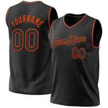 Load image into Gallery viewer, Custom Black Orange Authentic Throwback Basketball Jersey