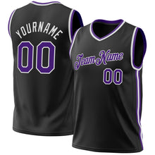Load image into Gallery viewer, Custom Black Purple-White Authentic Throwback Basketball Jersey