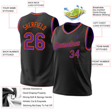 Load image into Gallery viewer, Custom Black Purple-Orange Authentic Throwback Basketball Jersey